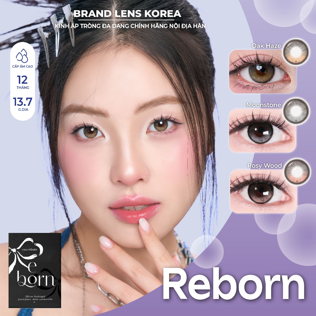 Kính áp tròng cận 1 năm BRANDLENSKOREA lens nâu hàn quốc tự nhiên có viền highlight khoá trục ISHA R
