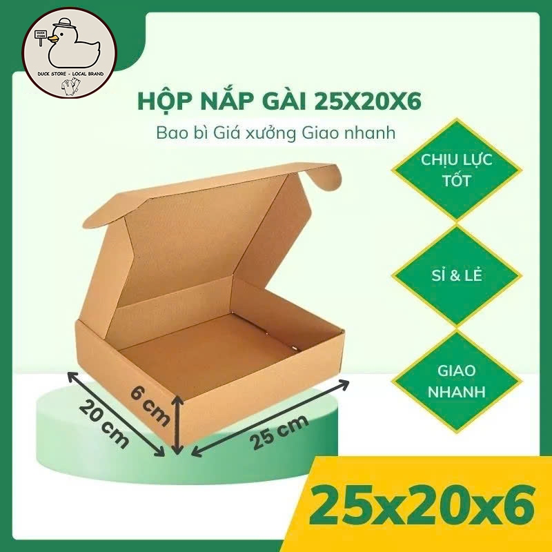 Hộp Carton Nắp Gài Size 25x20x6 đóng quà quần áo