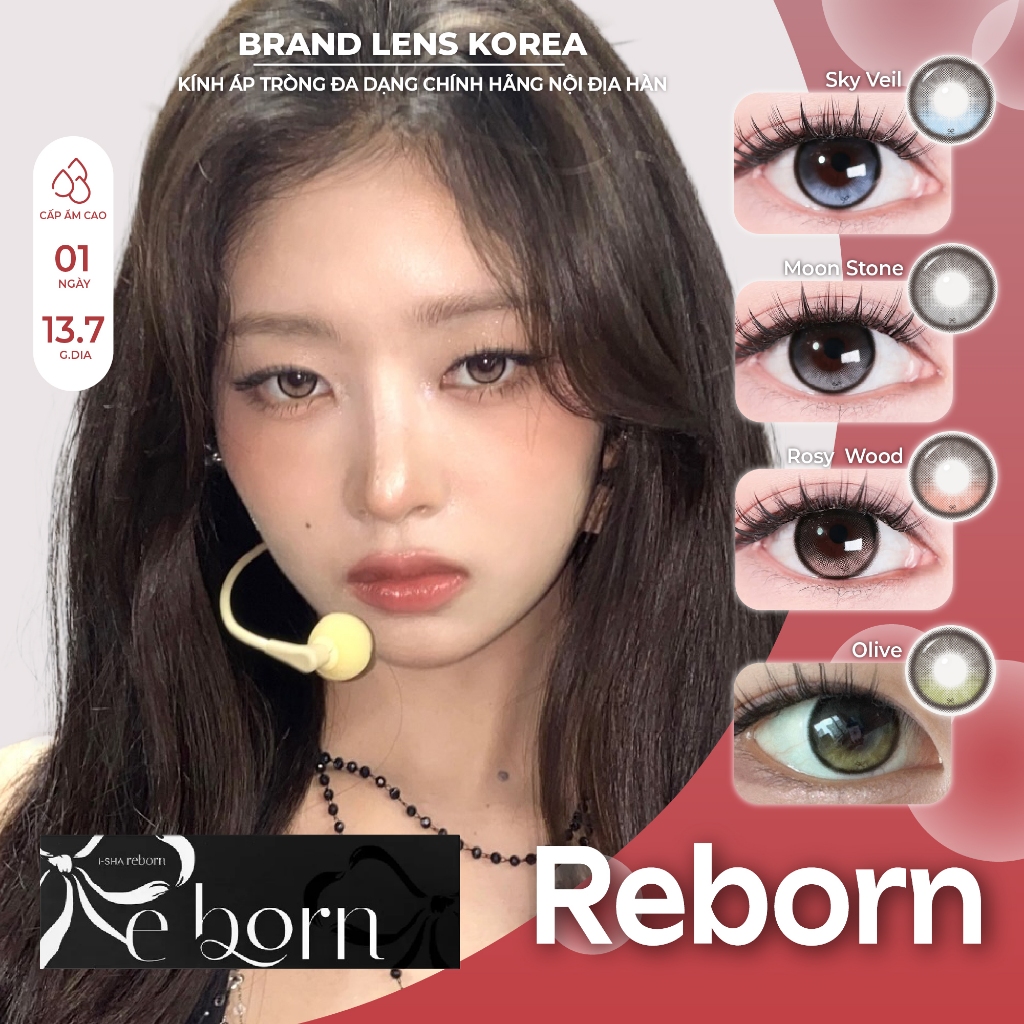 LENS 1 NGÀY cận BRANDLENSKOREA ISHA lens highlight khoá trục Rosy Wood,Sky Veil,Moon Stone,Olive chí