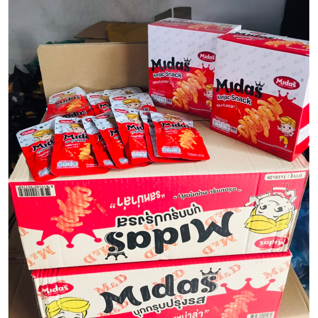 [Siêu Hót-Siêu Ngon] Sỉ Hộp 20 gói Snack Midas Konjac Tê Cay- Râu mực, mực cay