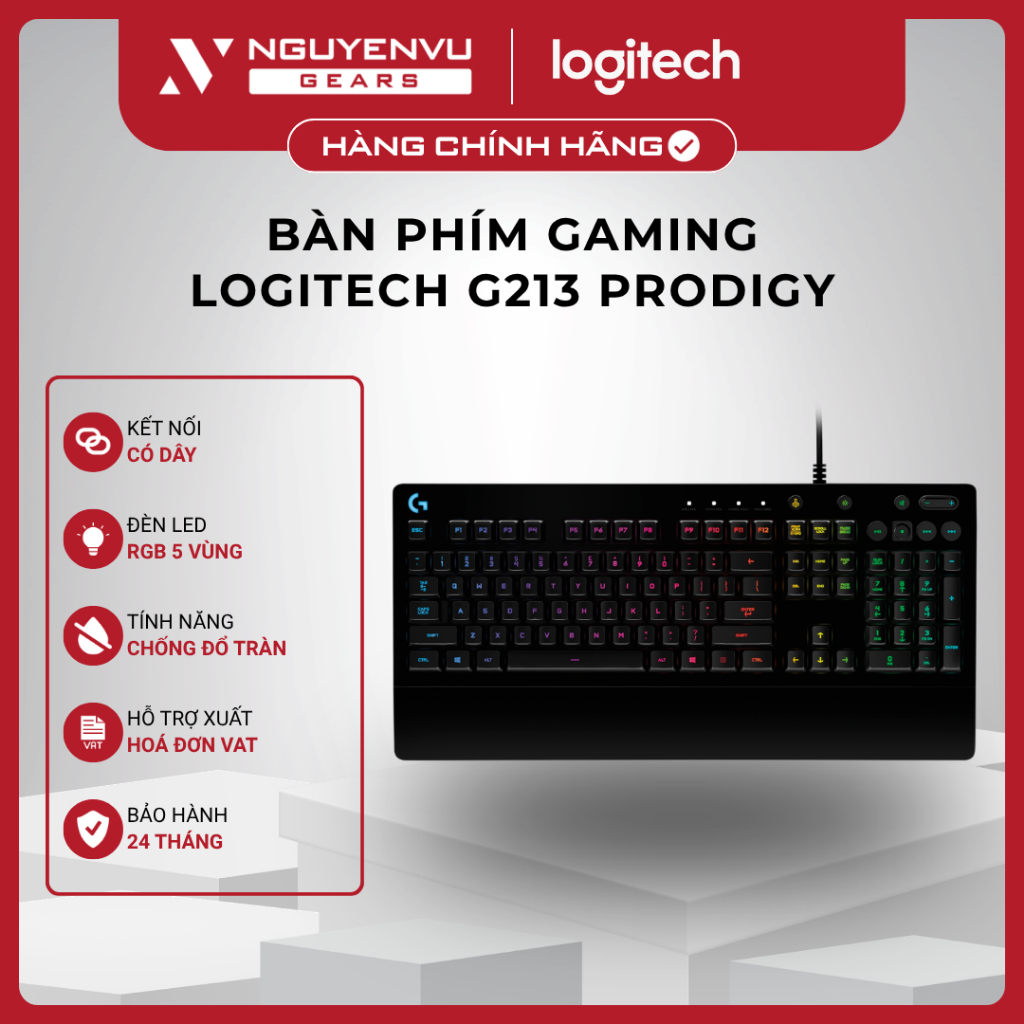 [Full VAT] Bàn phím gaming Logitech G213 - LED RGB - Chống đổ tràn - BH 24 THÁNG
