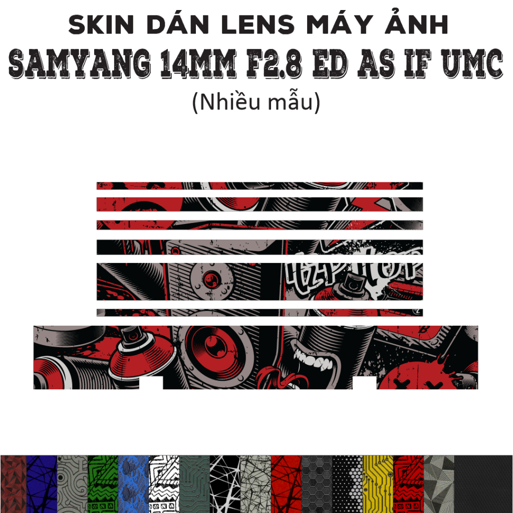 Skin dán Lens Samyang 14mm f2.8 ED AS IF UMC (Nhiều mẫu) | Decal Film 3M dán bảo vệ ống kính máy ảnh