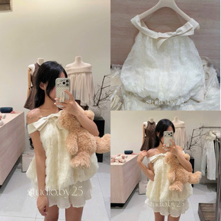 𝐬𝐭𝐮𝐝𝐢𝐨𝐛𝐲𝟐𝟓 | ÁO TRỄ VAI ĐÍNH NƠ PHỐI REN LAYER NEW