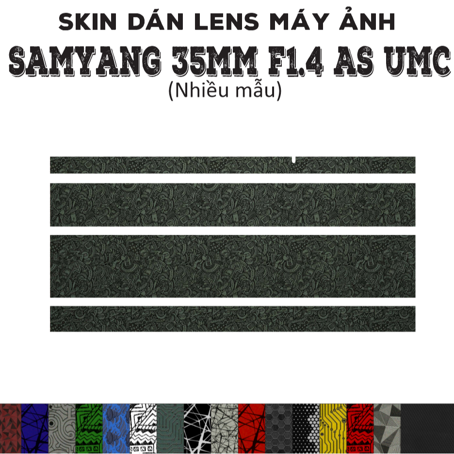 Skin dán Lens Samyang 35mm f1.4 AS UMC (Nhiều mẫu) | Decal Film 3M dán bảo vệ ống kính máy ảnh 35 mm