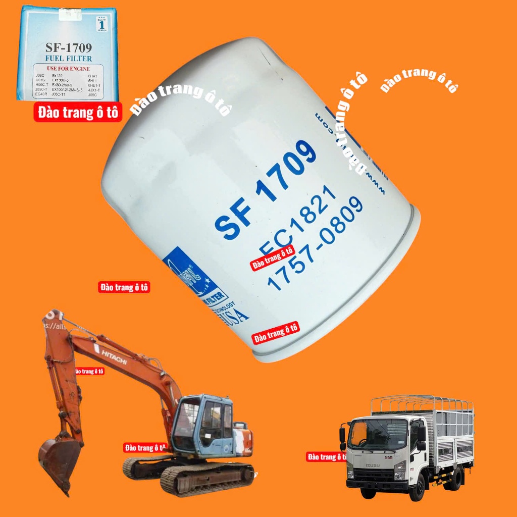 Lọc dầu trên SF 1709 cho máy xúc và xe ô tô hino isuzu đời mới FC 1821 1757-0809 EX120 EX130H-5 EX60