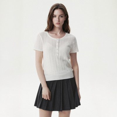 Áo Sweater Mùa Hè WHO.A.U Skashi Eyelet Pullover_WHKAG2435F