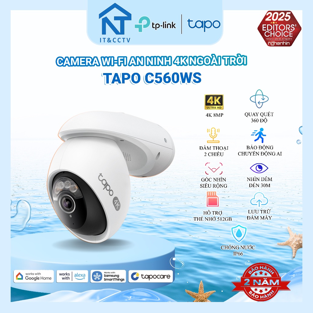 [Chính Hãng] Camera WiFi Ngoài Trời TP-Link Tapo C560WS 4K Ultra HD – Quay Quét 360°, Màu Ban Đêm, B