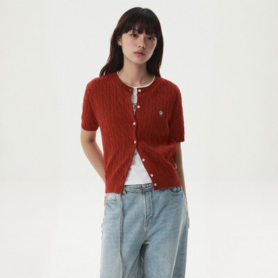 Áo Cardigan Mùa Hè WHO.A.U Steve R-neck Cable Short Sleeve Cardigan_WHCKG2412F