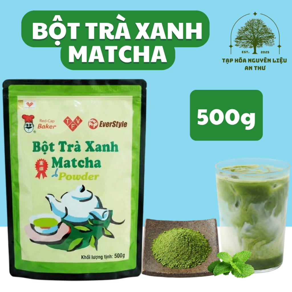 Bột Trà Xanh Everstyle - Bột Matcha Đài Loan - Matcha Mũ Đỏ -  Bịch 500g