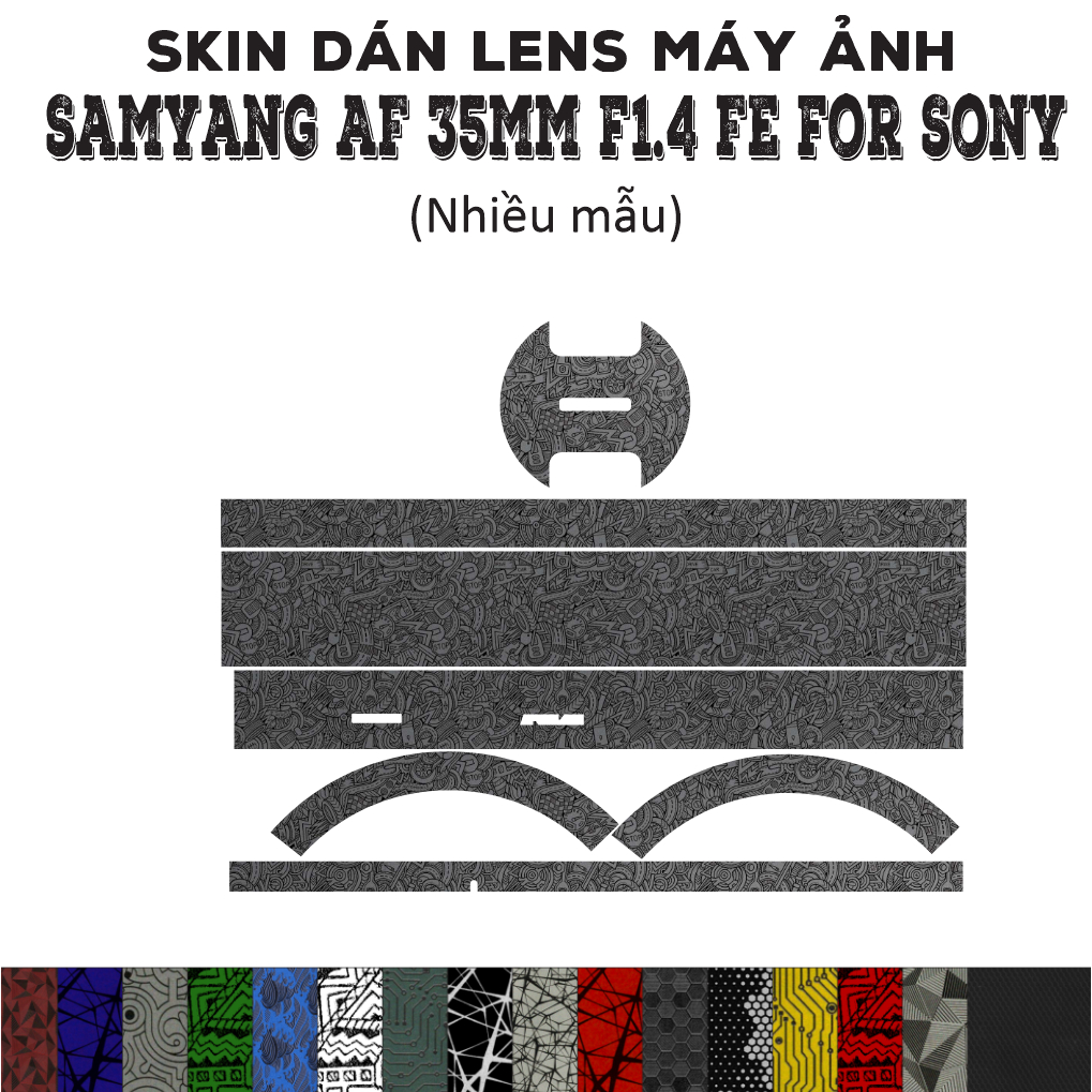 Skin dán Lens Samyang AF 35mm f1.4 FE (Nhiều mẫu) | Decal Film 3M dán bảo vệ ống kính máy ảnh 35 mm