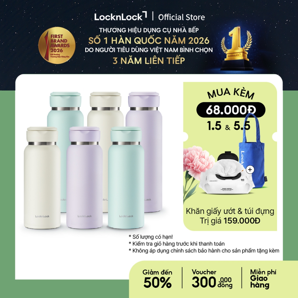 Bình giữ nhiệt Lock&Lock Sling Ring Tumbler 650ml / 800ml - LHC4321-22 và Sling Ring Nature Tumbler 650ml LHC4321