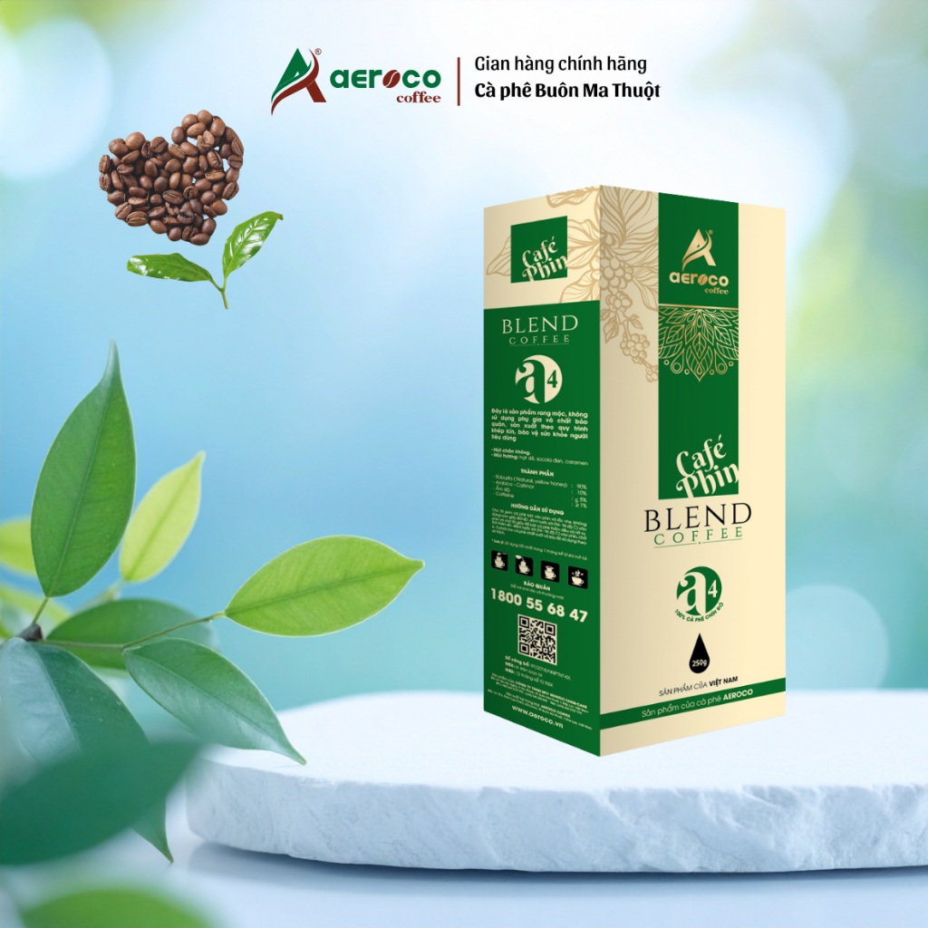 Cà phê đặc sản A4_Specialty Coffee_AEROCO COFFEE nguyên chất 100%, rang mộc, hậu vị ngọt thơm hộp 25
