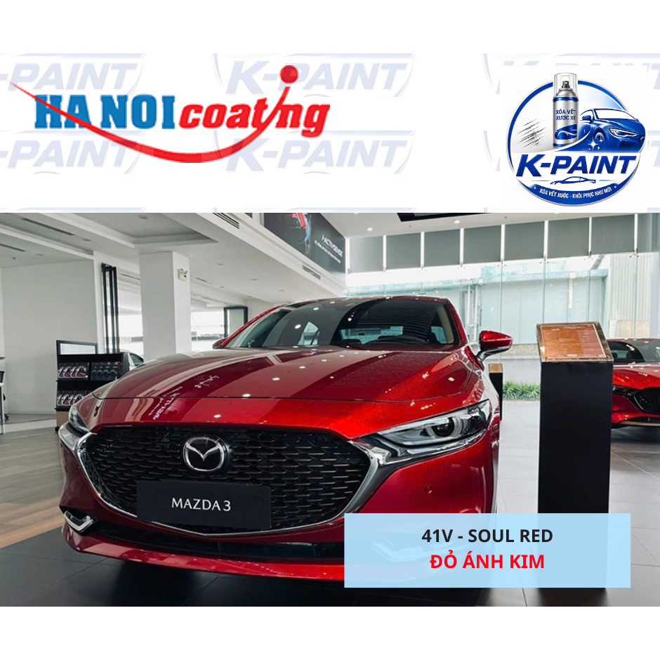 Sơn Xịt Xóa Vết Xước cho xe MAZDA 3 màu ĐỎ ÁNH KIM mã màu 41V - SOUL RED chính hãng K-PAINT
