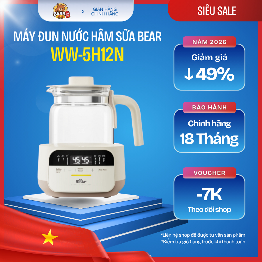 Máy đun nước hâm sữa Bear WW-5H12N - Bear Giá Tốt - Bảo hành 18 tháng & sử dụng 30 ngày đầu có lỗi đ