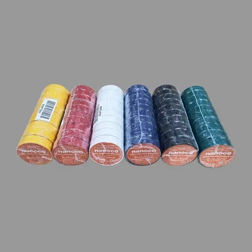 Combo 2 cuộn Băng keo cách điện 20 yard Nanoco model FKPT20 xuất xứ Đài Loan màu đen, vàng, đỏ, xanh