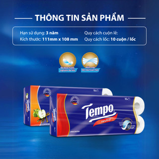 [1 LỐC] Giấy Vệ Sinh 3 Lớp Toipa Tempo Cao Cấp Bền Dai (Lốc 10 cuộn)