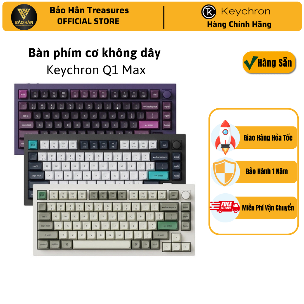 Bàn phím vi tính Keychron Q1M/ Q1 Max Swappable RGB Backlight Knob Version - Hàng Chính Hãng