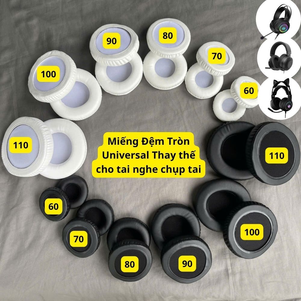 Đệm tai nghe tròn da PU mềm thay thế JBL Tune 510BT Sony WH-CH520 ZX110AP Dareu EH416