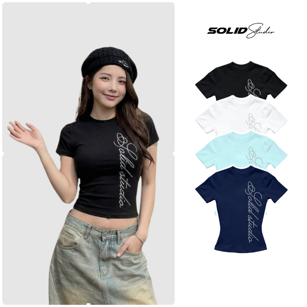 Áo Thun Nữ Ôm Body Đính Đá BingBling SolidStu Local Brand Nữ Oversize - TS45