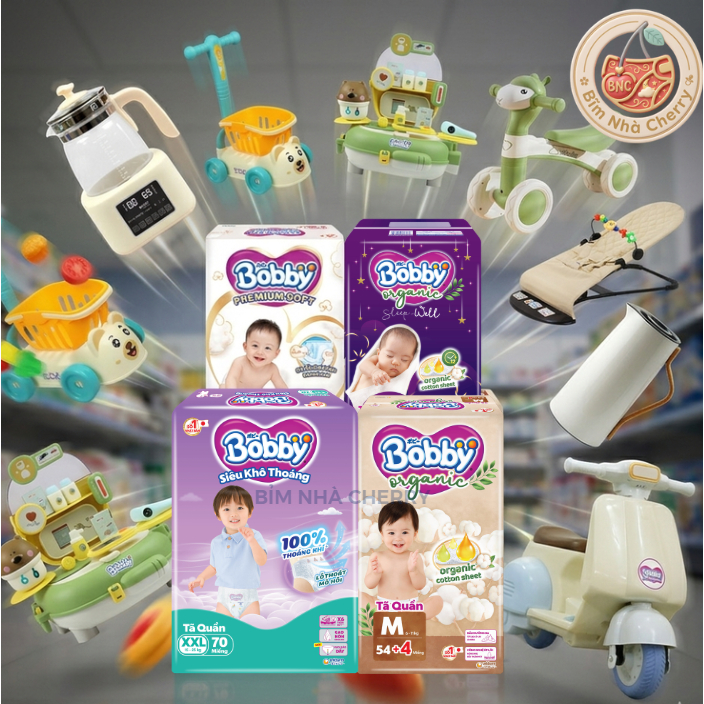 Tã Bỉm quần Bobby Ultra+ / Bobby Premium / Bobby Organic / tã đêm Bobby Sleep Well cao cấp đủ size c