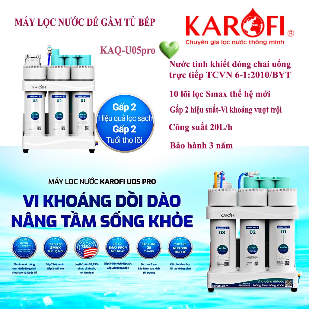 Máy lọc nước để gầm Karofi KAQ-U05 Pro