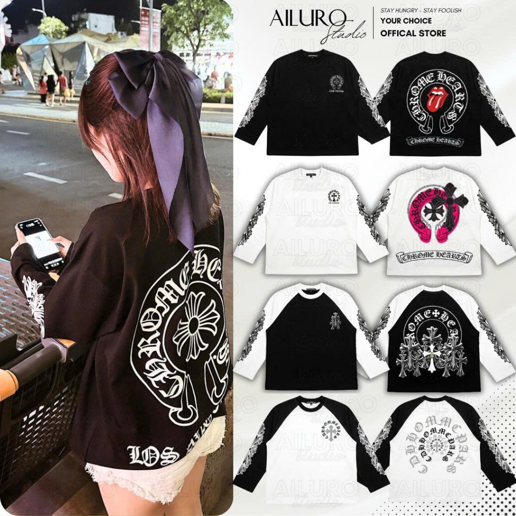 Áo Thun Tay Dài Chrome Hearts FULL TEM TAG Long Sleeve Form Boxy chất 100% Cotton phông tay lỡ nam nữ form rộng