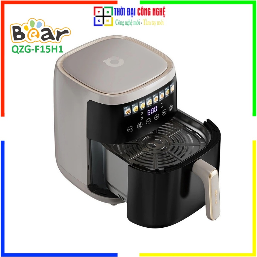 Nồi Chiên Không Dầu Bear QZG-F15H1 5L - Nồi Chiên Đa Năng Điện Tử, Có Kính Trong Suốt Theo Dõi - Bảo