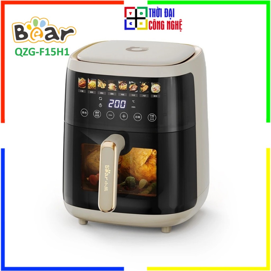 Nồi Chiên Không Dầu Bear 5L QZG-F15H1 - Nồi Chiên Điện Tử Cảm Ứng, Công Nghệ Luân Chuyển Nhiệt 360 -
