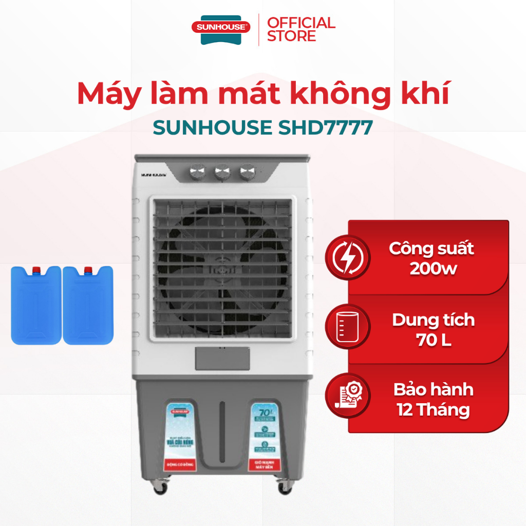 Máy Làm Mát Không Khí Sunhouse SHD7777 - Bảo Hành 12 Tháng, Lưu Lượng Gió Lớn Lên Đến 4.800m3/Giờ