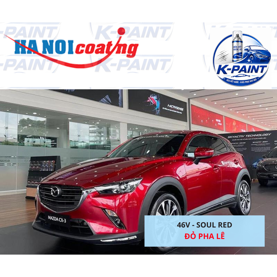 Sơn Xịt Xóa Vết Xước cho xe MAZDA CX-3 màu ĐỎ PHA LÊ mã màu 46V - SOUL RED chính hãng K-PAINT