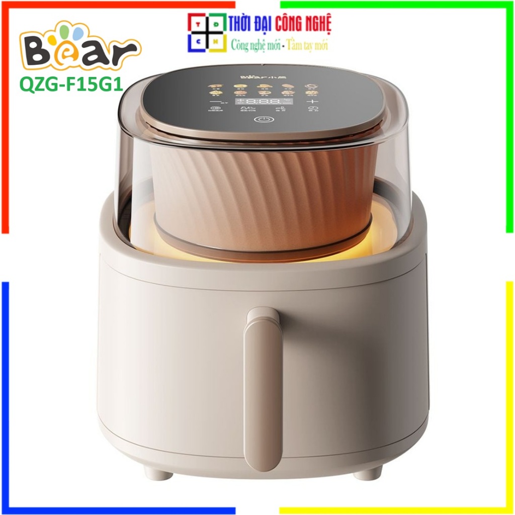Nồi Chiên Không Dầu Bear QZG-F15G1 6L - Nồi Chiên Đa Năng Dung Tích Lớn, Có Kính Trong Suốt Theo Dõi