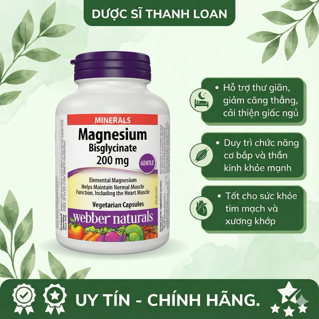 Magie Bisglycinate 200mg 120 viên - nhập khẩu chính ngạch Canada