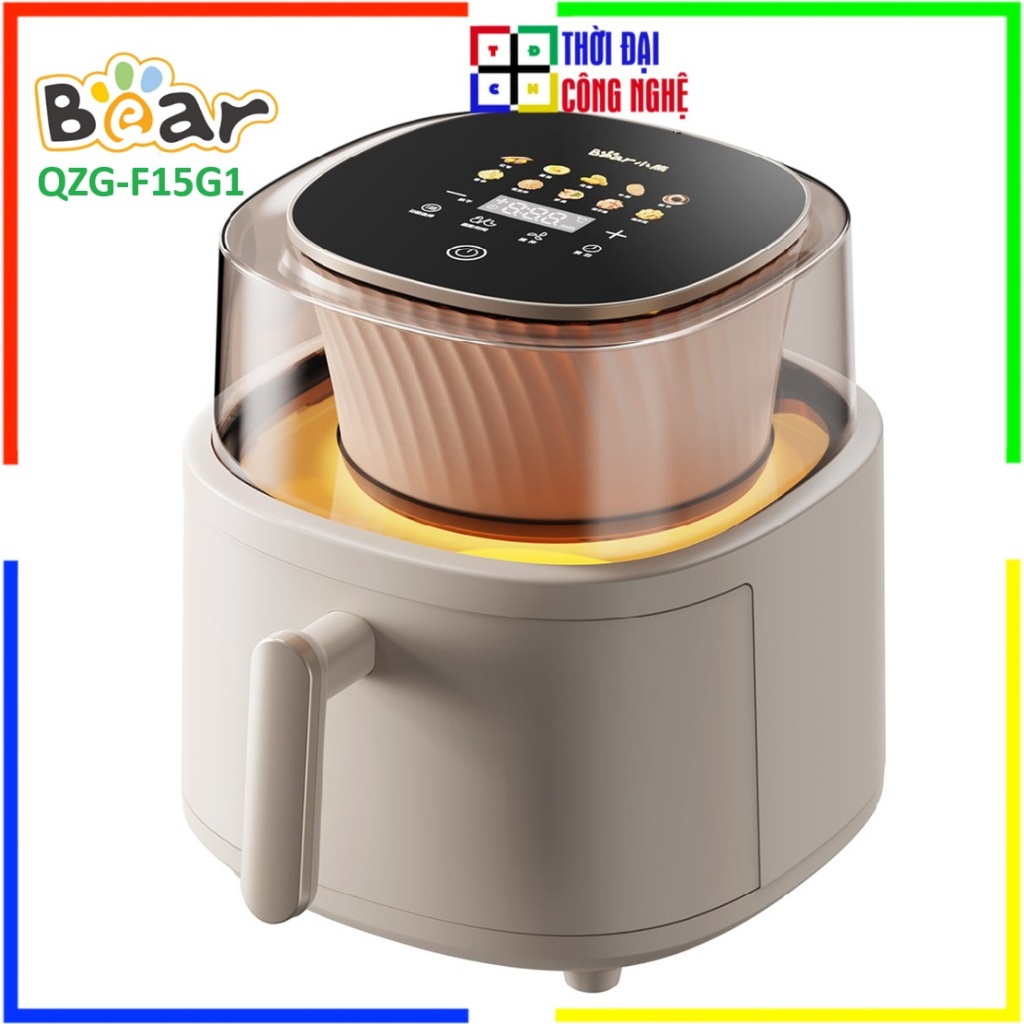 Nồi Chiên Không Dầu Bear 6L QZG-F15G1 - Nồi Chiên Điện Tử Cảm Ứng Dung Tích Lớn, Mặt Kính Theo Dõi -