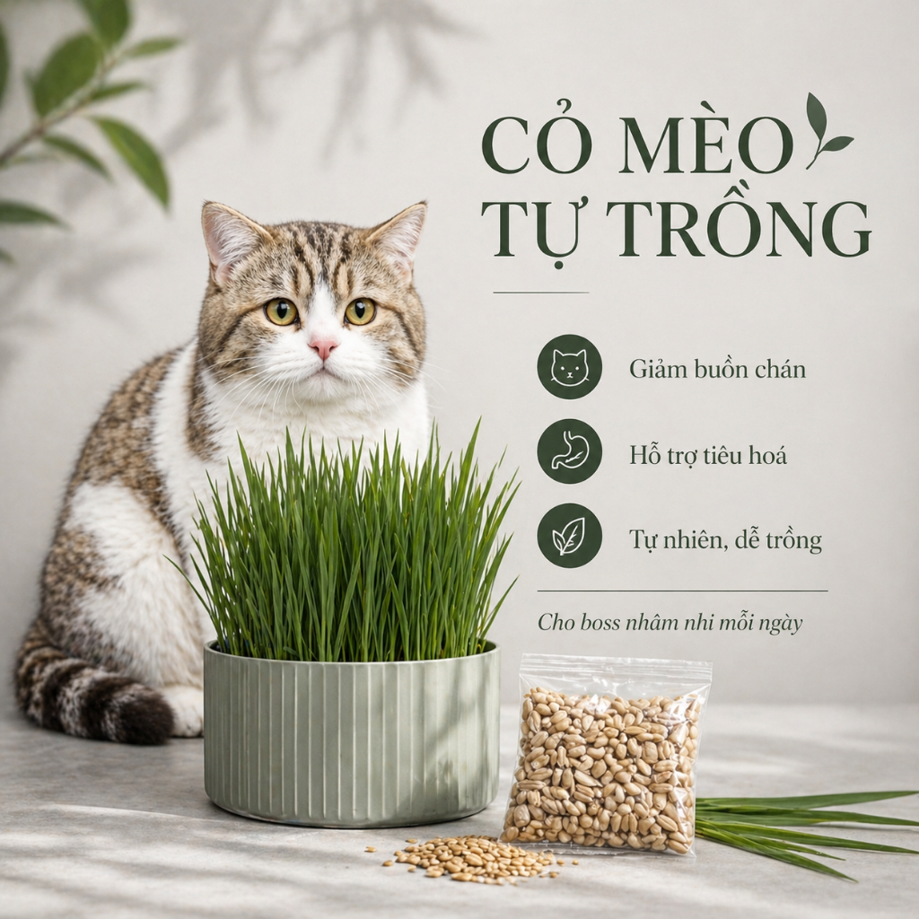 CỎ TƯƠI cho mèo - hạt giống cỏ mèo tươi phù hợp cho mều heo thì