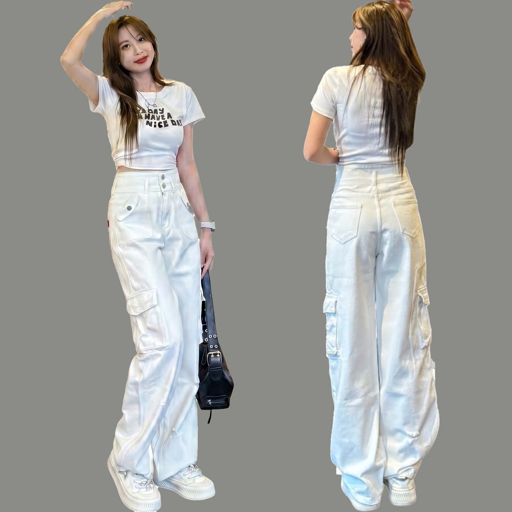 Quần Jeans Nữ Suông Túi Hộp Y2K - Cân Mọi Outfit Cháy Phố mã QJ199