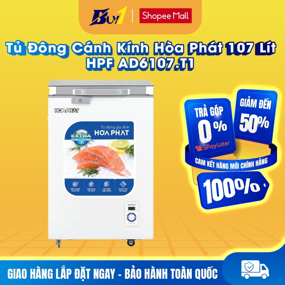 HPF AD6107.T1 - Tủ Đông Cánh Kính Hòa Phát HPF AD6107.T1 107 Lít - Hàng Chính Hãng