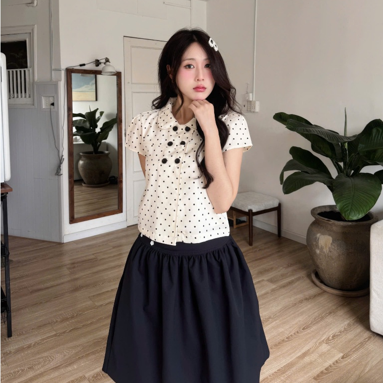 NAVIE - Áo baby doll 6 cúc thời trang nữ | BigBuy360 - bigbuy360.vn