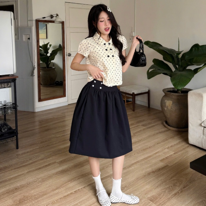 NAVIE - Áo baby doll 6 cúc thời trang nữ | BigBuy360 - bigbuy360.vn