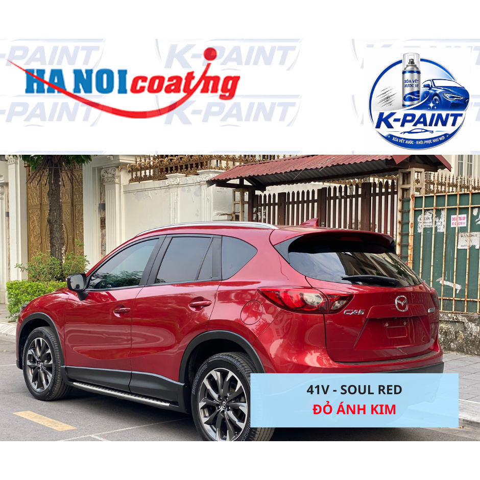Sơn Xịt Xóa Vết Xước cho xe MAZDA CX-5 màu ĐỎ ÁNH KIM mã màu 41V - SOUL RED chính hãng K-PAINT