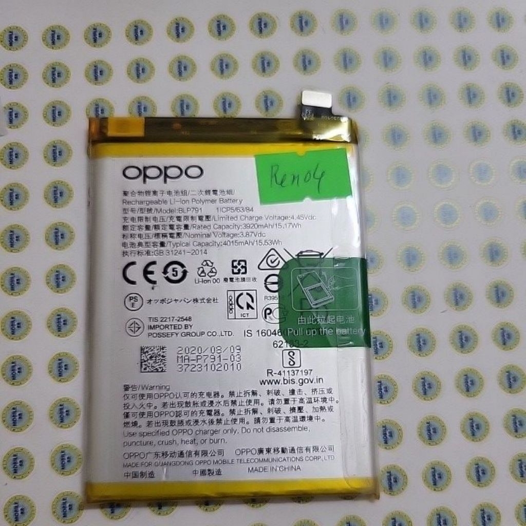 Pin Oppo Reno 4 / BLP791 bóc máy