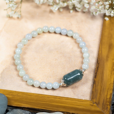 Vòng Tay Cẩm Thạch Type A 6ly Mix Charm Lam Ngọc - Ngọc Trai Trường Thịnh