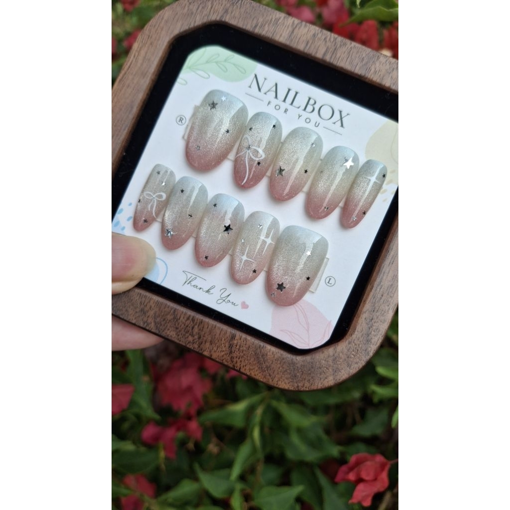 [NBOC001]-Nailsbox design ombre cateyes mix nhũ