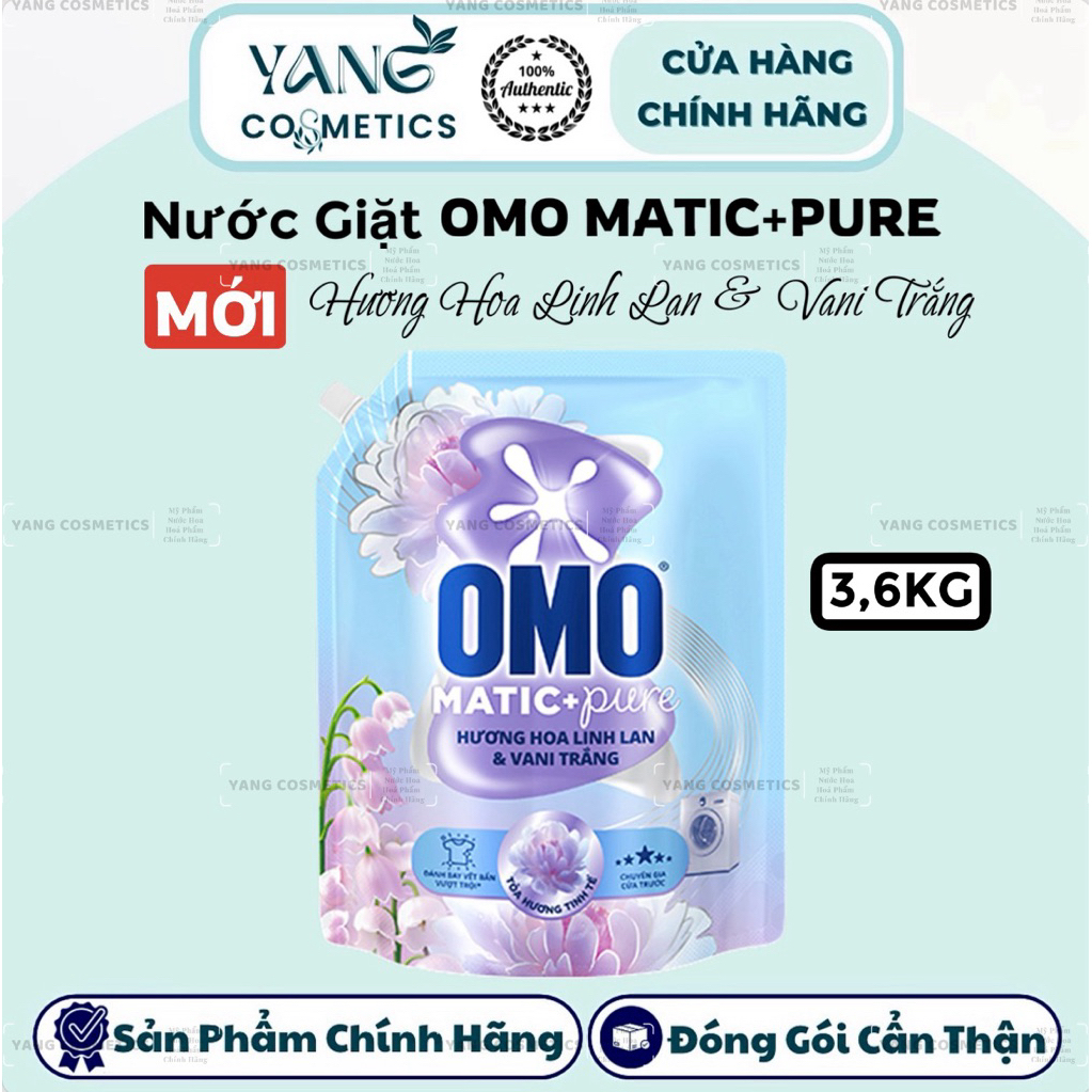 [MỚI] Nước Giặt Omo Matic Pure 3,6kg Hương Hoa Linh Lan & Vani Trắng - OMO MATIC PURE