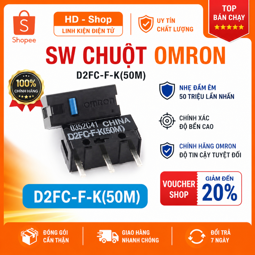 Switch Chuột Omron 50M - Nút click Chuột Omron tuổi thọ 50 Triệu Lần nhấn