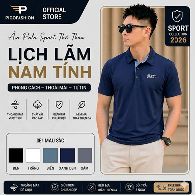 Áo polo nam cổ bẻ SPMATT01 chơi thể thao, thun co giãn, form rộng rãi thoáng mát - PigoFashion