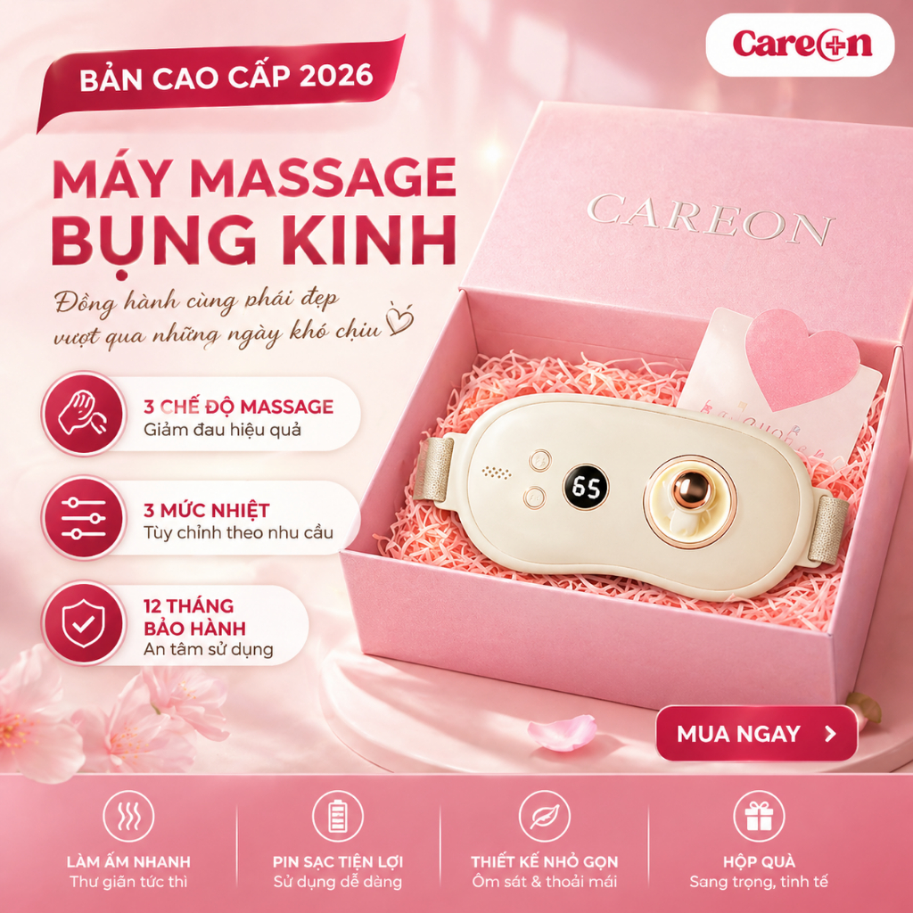 Máy Massage Chườm Nóng Giảm Đau Bụng Kinh CareOn Phiên Bản KE-D06 - Món Quà Tinh Tế Tặng Phái Đẹp