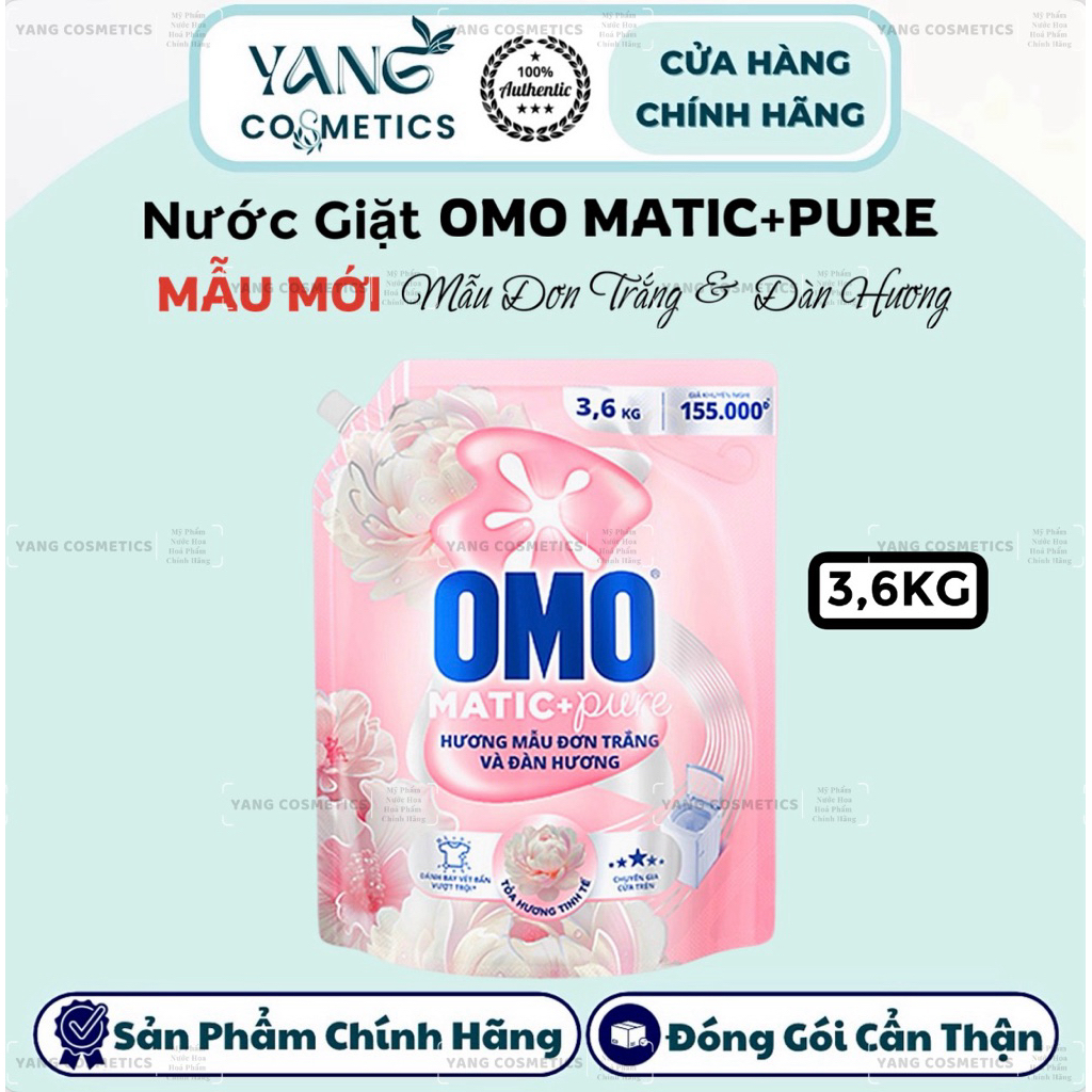 [MỚI] Nước Giặt Omo Matic Pure 3,6kg Hương Mẫu Đơn Trắng và Đàn Hương - OMO MATIC PURE