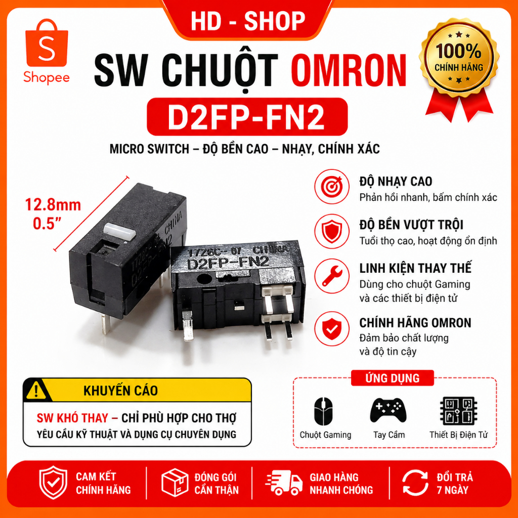 Nút click chuột Omron D2FP-FN2 quang học 80M cho Logitech G502X  Asus ROG Key Gladius 3 Asus Blade X