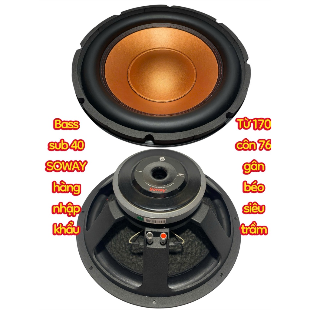 Loa bass sub 40 SOWAY màng nhựa cam.  từ 170 côn 76 giá 1 chiếc