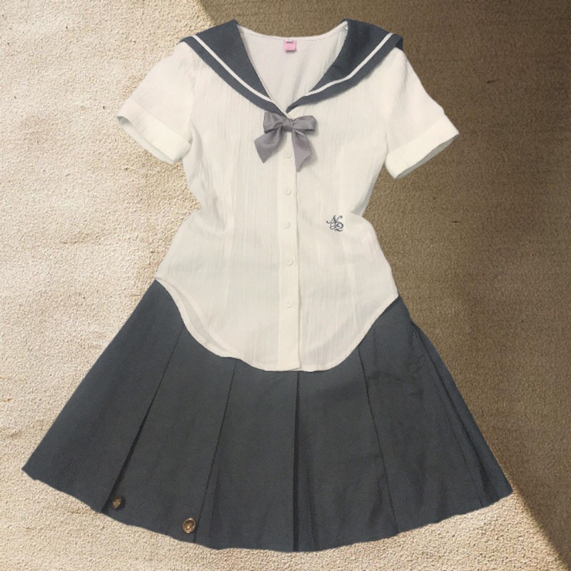 Set áo váy thuỷ thủ seifuku jk xám hàng brand (pass)